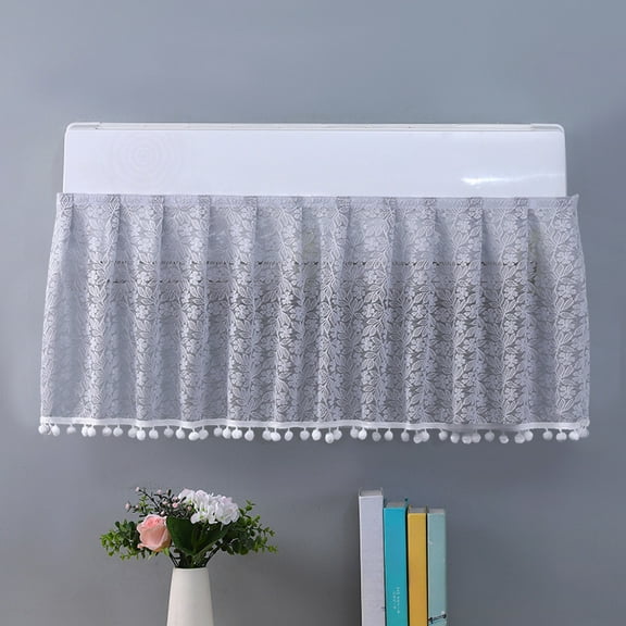 Euaioeiu Lace Air Conditioner Wind Curtain,Breathable Decorative Semi Sheer Panel for Living Room Bedroom Window,Privacy Screen Dust Cover with Floral Pattern,Modern Home Decor for Apartment Office
