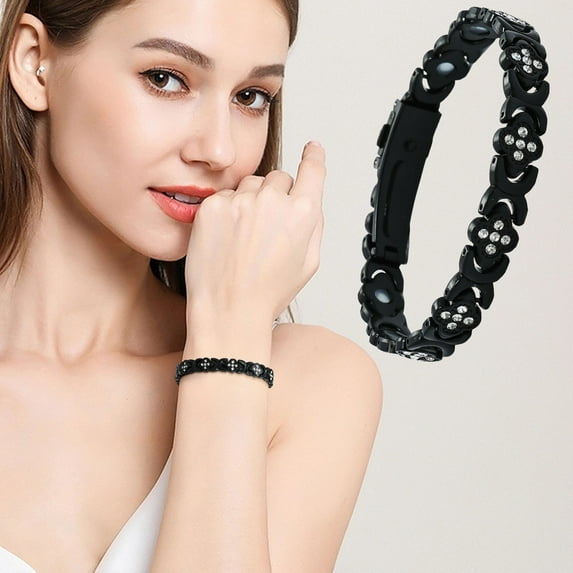Euaioeiu Magnetic Therapy Bracelet Women's Fashion Jewelry Alloy Diamond Inlaid Adjustable Bangle with Gift Box for Birthday Anniversary Mother's Day Gifts