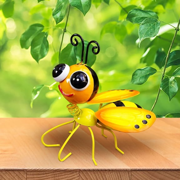 Euaioeiu Metal Bee Wall Art Decor, Rustproof Outdoor Garden Sculpture, Modern Farmhouse Patio Balcony Decor, Handmade Wrought Iron Insect Statue for Yard Lawn Decoration