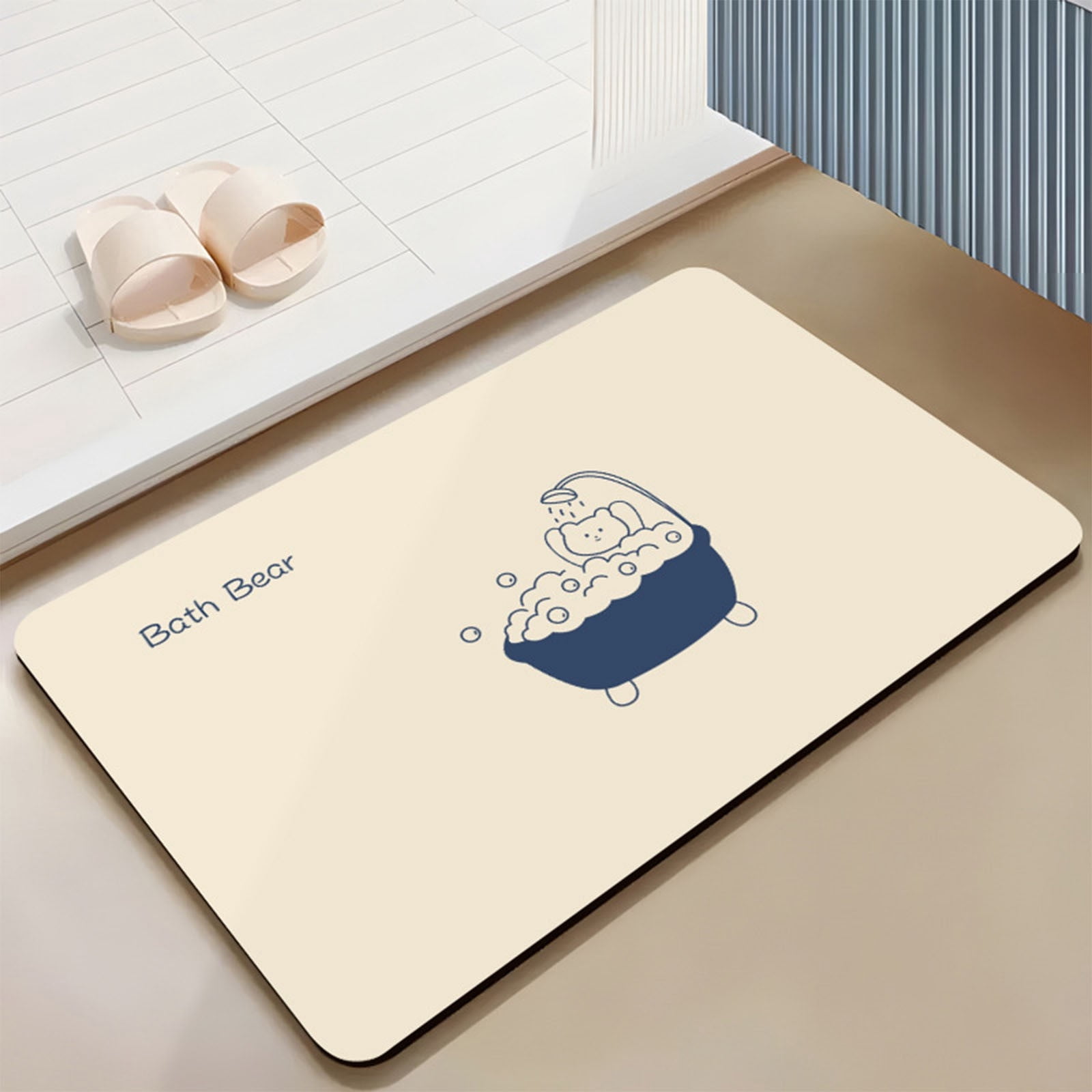 Absorption Mat Euaioeiu Modern Diatomite Bath Mat,Anti-Slip Quick Dry Floor Mat,16x24 ...