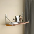 thumbnail image 1 of Euaioeiu No Drill Wall Shelf, Adhesive Mounted, Rustic Wood Floating Storage Organizer for Bedroom Nightstand and Living Room Home Decor, 1 of 6