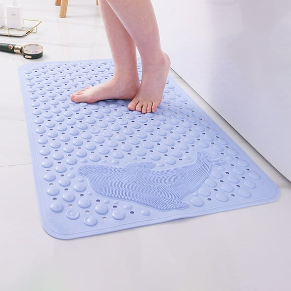 Euaioeiu Non Slip Bath Mat with Suction Cups, Waterproof Shower Floor Mat, Anti Fatigue Bathroom Rug for Master Bath and Spa, Quick Dry PVC Toilet Mats with Massage Bristles