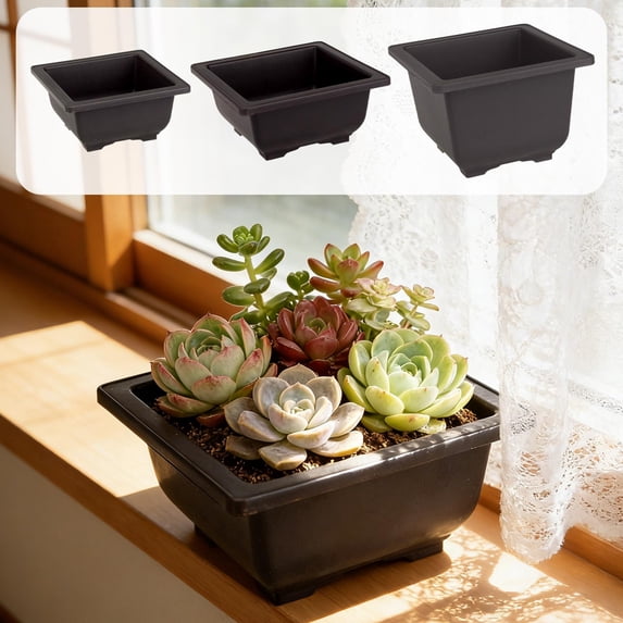 Euaioeiu Plastic Flower Pot with Drainage Hole Home Gardening Balcony Succulents Plant Pot Brown Indoor Outdoor Planter