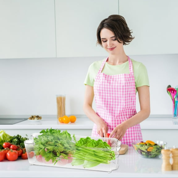 Euaioeiu Refrigerator Fresh Storage Boxes Clear Kitchen Organizer with Easy Open Lid and Handles for Freezer Drawer Food Containers Pantry Organization Meal Prep Storage Solutions