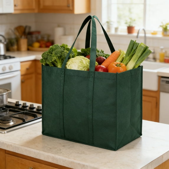 Euaioeiu Reusable Grocery Bags Foldable Shopping Tote with Long Handle Heavy Duty Ripstop Fabric Eco Friendly Grocery Haulers for Farmers Market Warehouse Club Bulk Shopping
