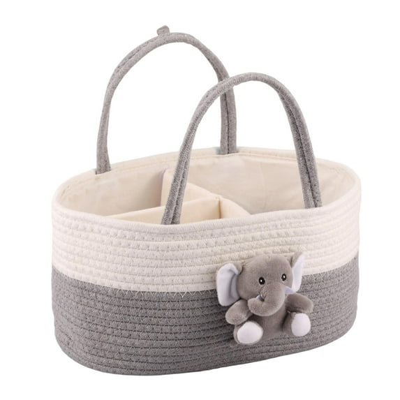 Euaioeiu Rope Storage Basket with Handles, Nursery Organization, Baby Clothes & Toys Storage Bin, Playful Design for Home Decor, Travel, and born Essentials
