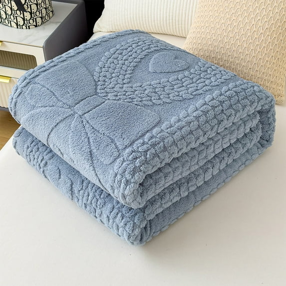 Euaioeiu Soft Plush Thick Double Layer Raschel Knit Blanket for Bed Couch Sofa, Winter Warm Fleece Throw, 39x27 Inches, Striped Design, Cozy Home Decor, Perfect for Gifts & Cold Weather