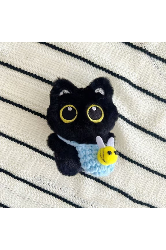 Squeaky Plush Keychain Toy with Big Eyes and White Pendant, Cute Animal Doll for Bag Charm, Sensory Stress Relief Fidget, Soft Hanging Ornament for Backpack, Gift Giving and Party Favors