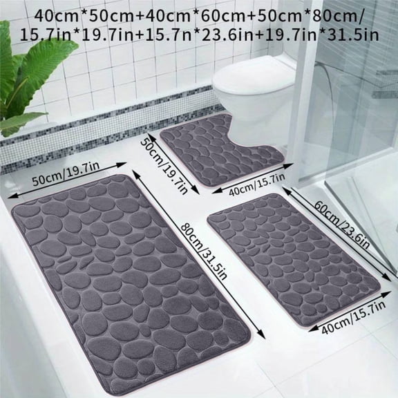 Euaioeiu Super Soft Bath Mat Set, Plush Absorbent Quick Dry Bathroom Rug, Non Slip Shower Mat with Memory Foam, Luxury Spa Style Decor for Master Bath and Guest Suite