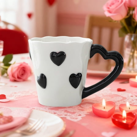 Euaioeiu Valentines Day Gifts for Couples, Romantic Heart Mugs, 5.27x3.7x3.7 in Ceramic Coffee Cups with Handle, Cute Couple Gift for Him Her, Anniversary Wedding Gift Idea for Boyfriend Girlfriend