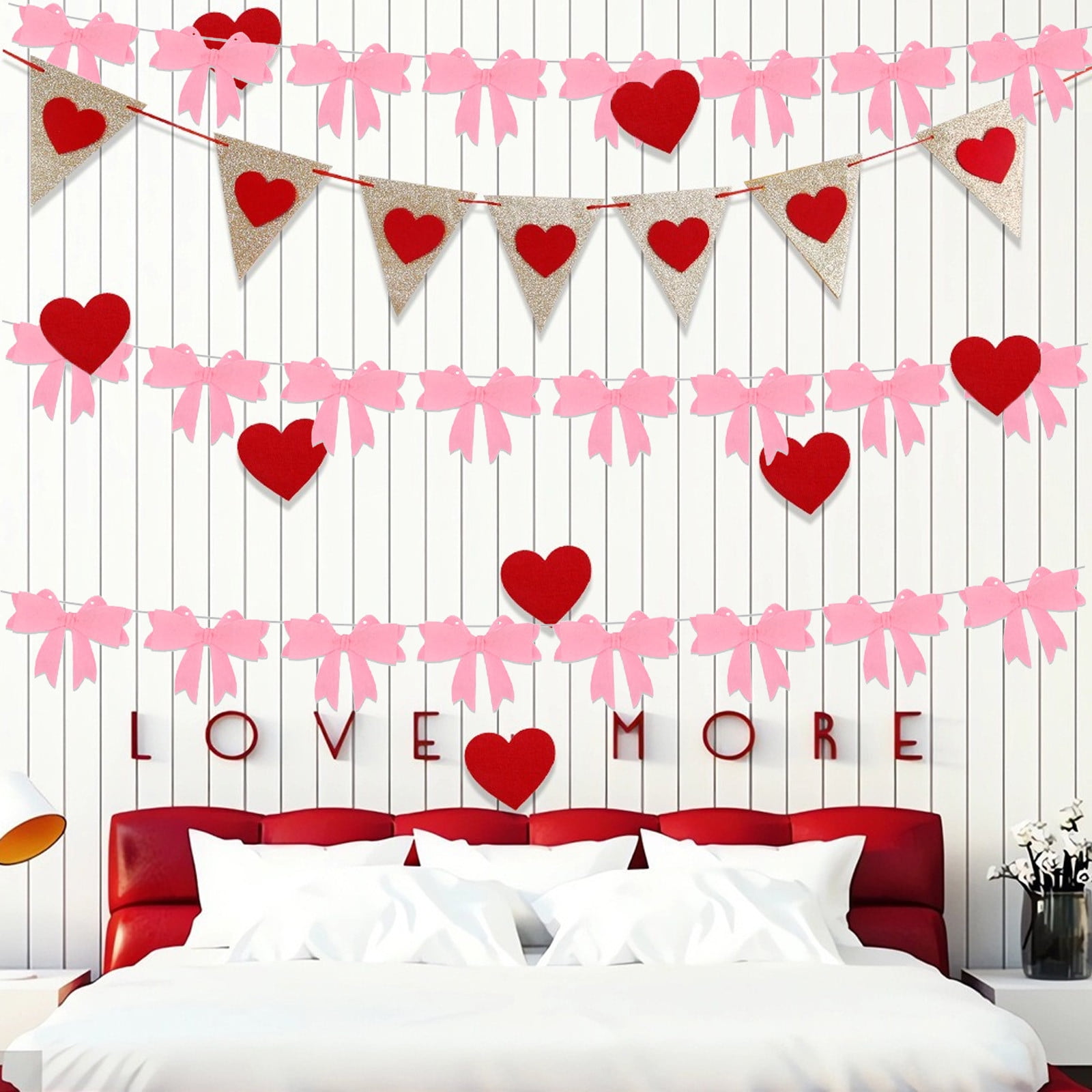 Euaioeiu Valentines Day Wedding Party Decoration, Felt Bows with String ...