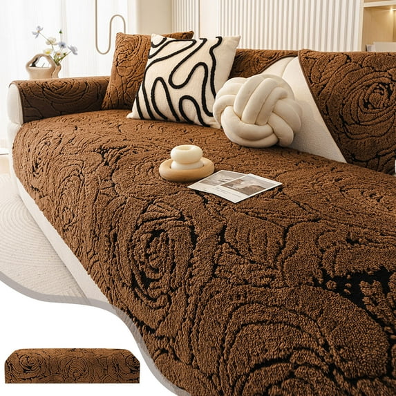 Euaioeiu Winter Warm Plush Sofa Cushion Pad, Non-Slip Fleece Throw Blanket for Couch, 35x28 Inches, Thickened Soft Chenille, Cozy Home Decor for Living Room Bed