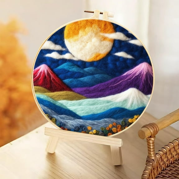 Euaioeiu Wool Felting Kit for Beginners with Embroidery Frame DIY Craft Supplies Needle Felting Starter Home Decor Art Project