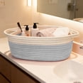 thumbnail image 1 of Euaioeiu Woven Storage Basket with Handle, 12x8x5 Inches, Fabric Rope Organizer Bin for Home Decor, Shelf, Closet, Pantry, and Gift Giving, 1 of 6