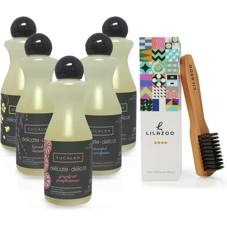 Eucalan Fine Fabric Wash Gift-Pack - Delicate Wash Concentrate - Delicate Laundry Wash for Fine Fabrics, & Lilazoo Laundry Brush - Delicates Soaps Fabric Wash - 5 Pack