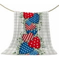 thumbnail image 1 of Eucalyptus 4th of July Throw Blankets, Patriotic American Flag Stars Soft Fleece Blanket Decorative for Home Sofa Couch Chair Living Bedroom,60x80 Inches, Grey Gingham, 1 of 6