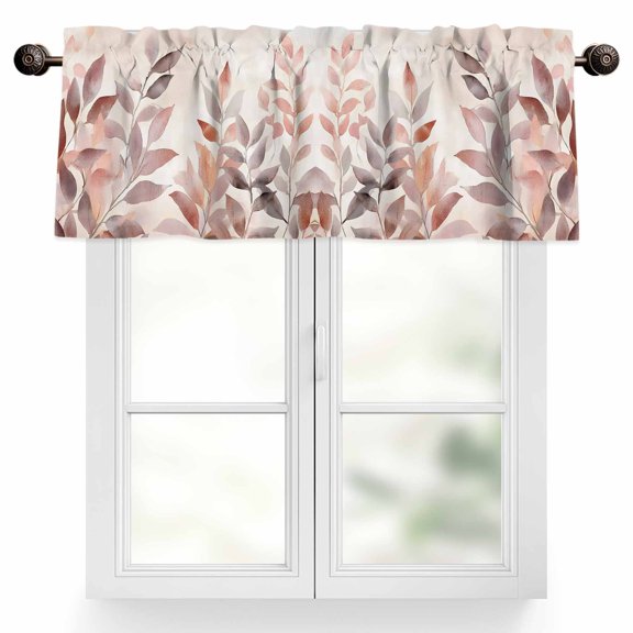 Eucalyptus Aesthetic&nbsp;Floral Valances for Windows, 54 x 18in, Plant Rustic Chic Brown Plant Rod Pocket Kitchen Valance Curtain Light Filtering Window Treatments for Living Room Bedroom, 1 Panel
