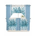 thumbnail image 1 of Eucalyptus Aqua Kitchen Curtains Swag Valance and Tier Curtains Set 24 Inch Length, Stripes Bottle Flower Cactus Plant Rod Pocket Drape Panels Pair Swag Curtains for Bathroom/Cafe/Window, 1 of 6