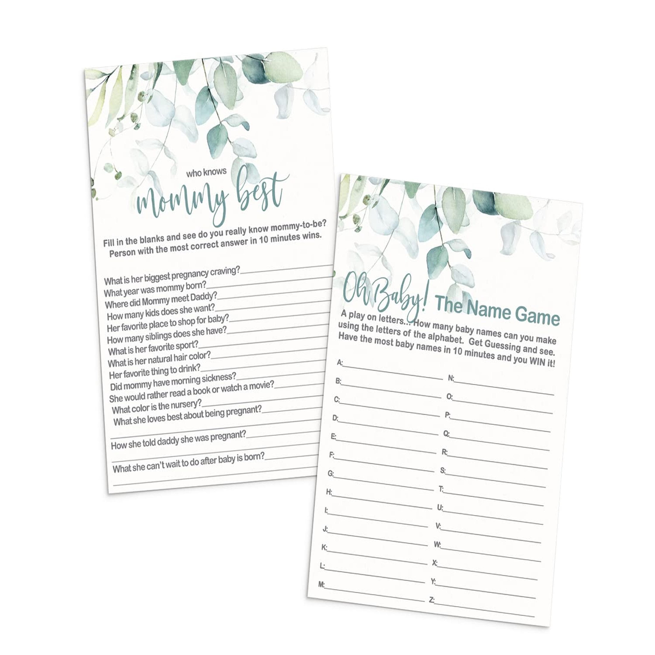 Owl Baby Shower Games 2-in-1 Bundle – Who Knows Mommy Best & Candy Bar Matching For 25 Guests