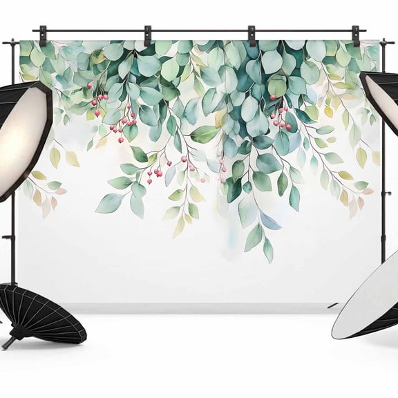 Eucalyptus Backdrop for Photography,Fabric Photo Background Backdrop,Leaf Branch Nature Fruit Spring Summer Photo Booth Background for Portrait Photoshoot Video Wedding Decoration Banner 10x8ft
