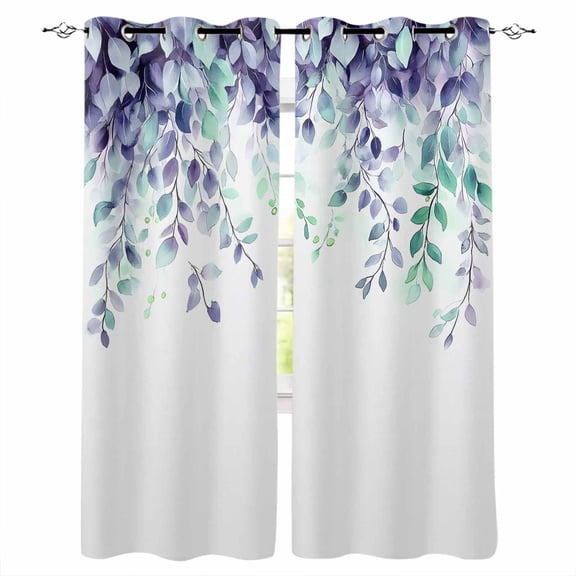 Eucalyptus Blackout Curtains for Bedroom Living Room Darkening Curtains 84 Inch Length 2 Panels Set Aesthetic&nbsp;Leaves Farm Weeping Succulent Plant Window Curtain Window Treatment Drapes 42"x84"
