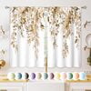 Eucalyptus Botanical Floral Kitchen Curtains, Tan Farmhouse Cafe Short Window Treatment for Over Sink, Light Filtering Rod Pocket Tier Drapes for Bathroom, 27.5"x39", 2 Panels, Machine Washable