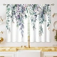 thumbnail image 1 of Eucalyptus Botanical Leaves Blue Purple Floral Kitchen Window Curtains over Sink Farmhouse Flower Leaf Small Window Treatment Cafe Short Curtains for Bathroom Treatment Tier Drape 27.5x39 inch, 1 of 6