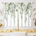 thumbnail image 1 of Eucalyptus Botanical Leaves Floral Kitchen Window Curtains Over Sink Farmhouse Flower Leaf Small Window Treatment Sage Green Cafe Short Curtains for Bathroom Treatment Tier Drapes 26x36 inch, 1 of 6