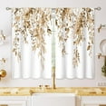 thumbnail image 1 of Eucalyptus Botanical Leaves Floral Kitchen Window Curtains Over Sink Farmhouse Flower Leaf Small Window Treatment Tan Floral Cafe Short Curtains for Bathroom Treatment Tier Drapes 26x36 inch, 1 of 6