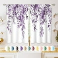thumbnail image 1 of Eucalyptus Botanical Leaves Purple Floral Kitchen Window Curtains Over Sink Farmhouse Flower Leaf Small Window Treatment Cafe Short Curtains for Bathroom Treatment Tier Drapes 27.5x39 inch, 1 of 6