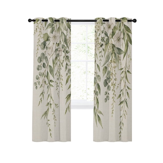 Eucalyptus Branches Blackout Curtains 84 Inches Length, Farmhouse ...