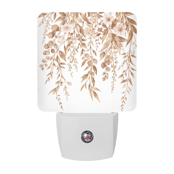 Eucalyptus Branches Night Light, Rustic Bronze Brown Weeping Willow Vines Plug in Night Lights with Dusk to Dawn Sensor, Energy Saving White LED Nightlight for Bedroom Bathroom, Auto On/Off