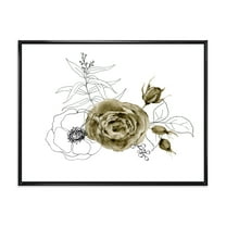 Eucalyptus Branches With Anemone Bouquet Flower I 20 in x 12 in Framed Painting Canvas Art Print, by Designart