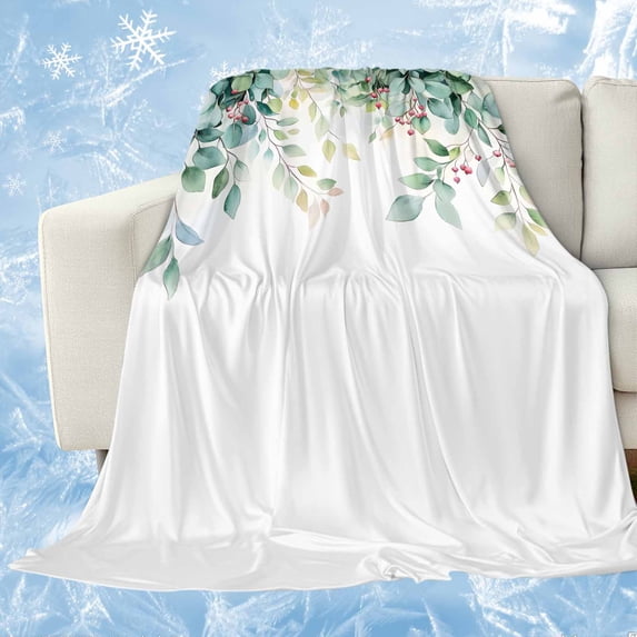 Eucalyptus Cooling Blanket, Lightweight Breathable Summer Throw Blanket with Double Sided Cold Effect,Leaf Branch Nature Fruit Spring Summer Picnic Beach Blankets Bed Sheet for Hot Sleepers 60"x80"