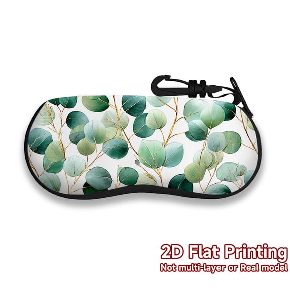 Eucalyptus Elegance Pattern Glasses Case Neoprene Lightweight Soft Shell  Padded Protection  Zip Closure  Portable Travel Accessory