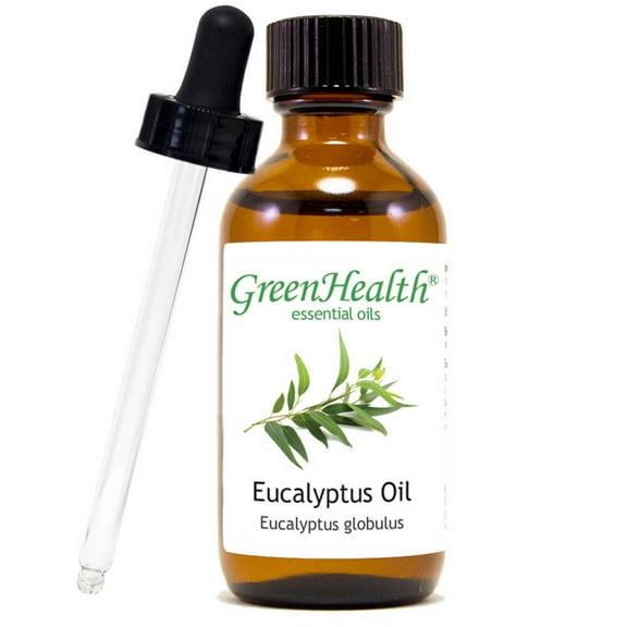 Eucalyptus Essential Oil - 2 fl oz (59 ml) Glass Bottle w/ Cap & Additional Glass Dropper - 100% Pure Essential Oil by GreenHealth