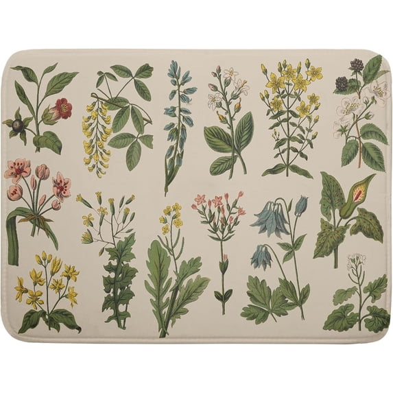 Eucalyptus Fall Dish Drying Mat 18x24 Inches, Autumn Harvest Orange Green Watercolor Leaves Large Absorbent Tableware Dishes Pad Rack Drainer Mat for Kitchen Counter