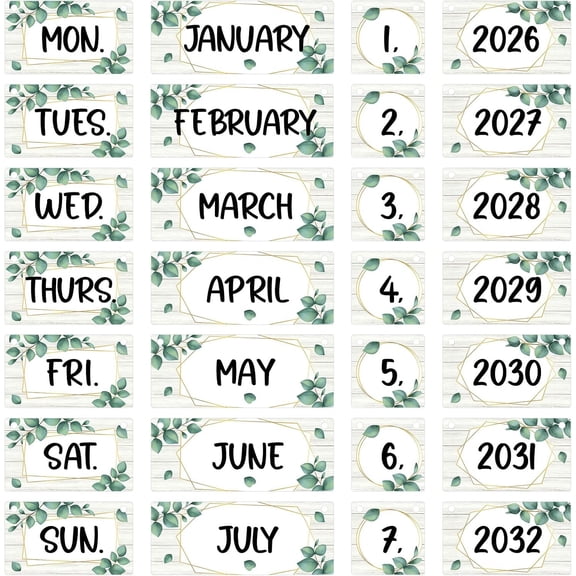 Eucalyptus Flip Calendar Bulletin Board Set for Classroom Decorations,Classroom Calendar Flip Chart With 57 Date Cards for to School Classroom Decoration Teacher Supplies