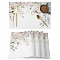 thumbnail image 1 of Eucalyptus Floral Placemats Set of 6 Spring Summer Botanical Place Mats Indoor Wipeable Table Mats Washable Cloth Dining Table Placemats for Kitchen Holiday Party Home Decor 13x19 Inch, 1 of 9