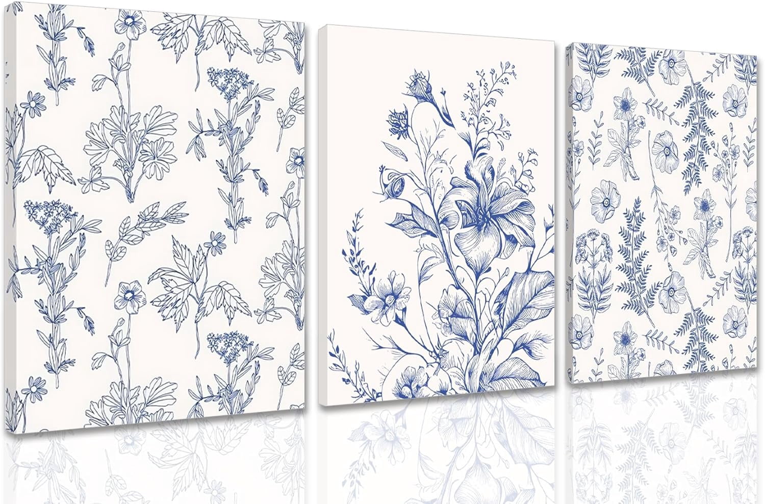 Eucalyptus Flower Canvas Wall Art Set of 3 Sage Green Botanical Wall ...