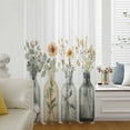 thumbnail image 1 of Eucalyptus Flower Semi Sheer Curtains Drapes for Living Room, Bedroom, French Doors Window 84 Inches Long, Orange Floral Sage Green Leaf Daisy Rod Pocket Chiffon Curtain Drapery Voile Drape Panel, 1 of 6
