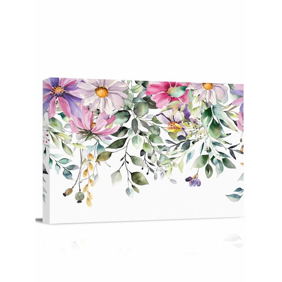 Eucalyptus Flower Wall Art for Living Room,Canvas Picture Wall Decor for Bathroom Bedroom,Sage Green Botanical Boho Leaf Pink Painting Artwork for Office Kitchen Hallway Dining Room Decor 24"x32"