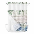 thumbnail image 1 of Eucalyptus Flowers No Hook Shower Curtain Waterproof,Bathroom Curtains with Snap in Liners and See Through Top Window,Blue Floral Green Vintage Wood Grain Hotel Bathtub Curtains Shower 72"Wx84"L, 1 of 8