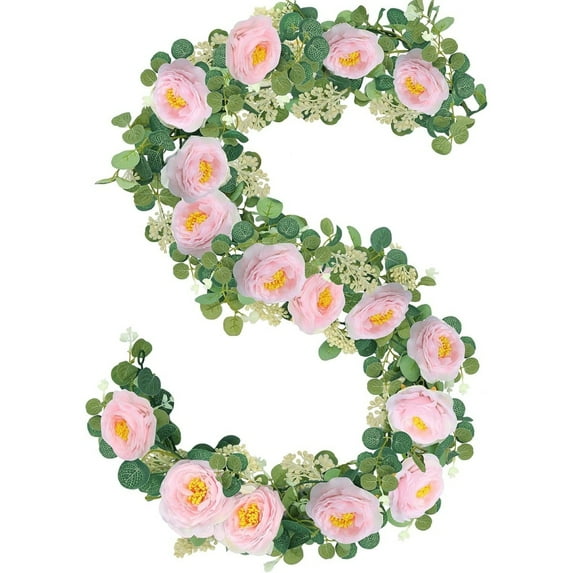 Eucalyptus Garland Decoration,2Pcs Artificial Eucalyptus Wreath for Party Decor,5.9Ft Reuasble Vintage Fake Rose Vines for Spring,Home,Party Decor