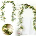 thumbnail image 1 of Eucalyptus Garland with Flowers 5.9FT, Artificial Greenery Garland for Wedding Arch Backdrop, UV Protected Garland for Indoor Outdoor Table Wall Party Decor, 1 of 9