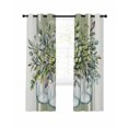 thumbnail image 1 of Eucalyptus Green Blackout Curtains, Light Blocking Print Window Curtains, Vintage Bottle Succulents Stripes Thermal Insulated Window Drapes for Living Room Kitchen Cafe 2 Panels, 104"W x 52"L, 1 of 9