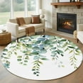 thumbnail image 1 of Eucalyptus Green Large Round Rug 8 FT, Non Slip Living Room Area Carpet, Gradient Leaves Retro Watercolor Plant Washable Soft Circle Rug Non-Shedding Floor Carpet for Bedroom Office Dining Room, 1 of 9