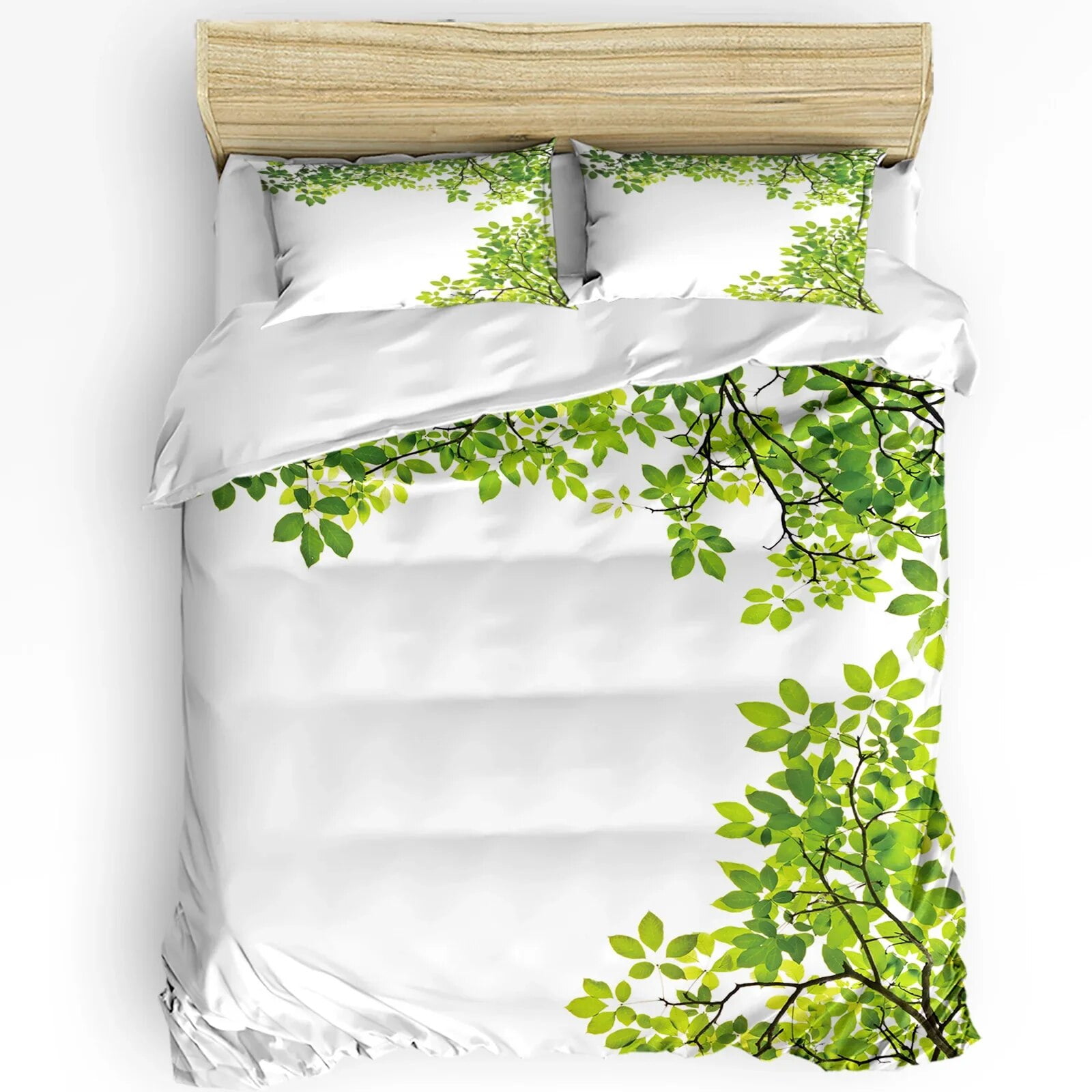 Eucalyptus Green Leaves Plant 3pcs Bedding Set For Bedroom Double Bed