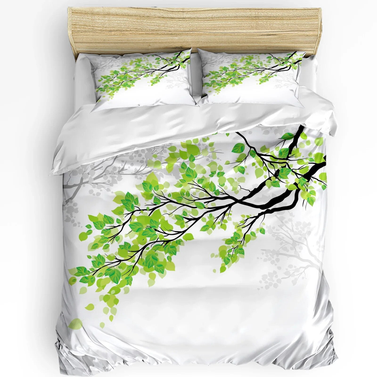 Eucalyptus Green Leaves Plant 3pcs Bedding Set For Bedroom Double Bed ...