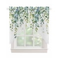 thumbnail image 1 of Eucalyptus Green Swag Valances for Windows, Gradient Leaves Retro Watercolor Plant Rod Pocket Sheer Valances for Small Windows, Swag Toppers Light Filtering for Kitchen Living Room 2 Panels 36''x36'', 1 of 6